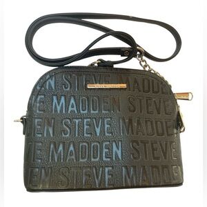 Steve Madden Black Crossbody Bag Silver Tone Hardware Structured Rectangle Purse